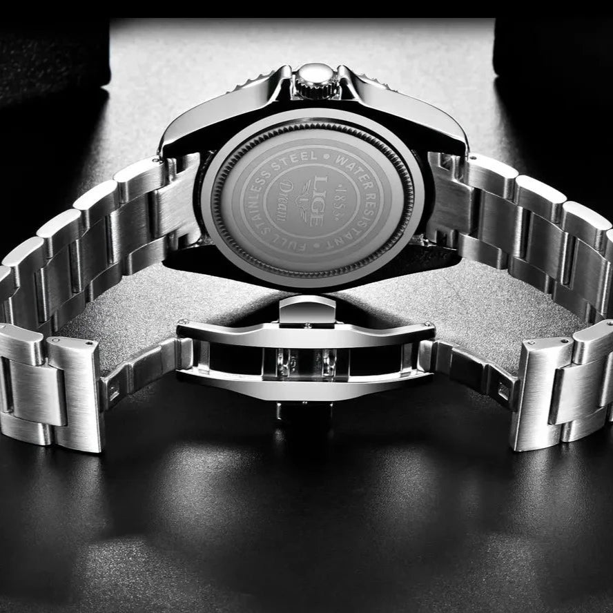 LIGE Fashion Diver Silberschwarz - Chronoxis