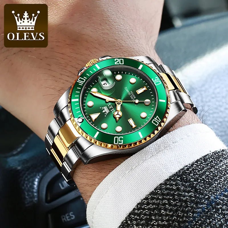OLEVS Quartz Dial Silbergold, Grün - Chronoxis
